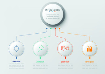 Business infographic template with 4 options, Abstract elements diagram or processes and business flat icon, Vector business template for presentation.Creative concept for infographic.