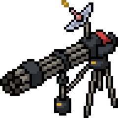 vector pixel art gatling gun © Saphatthachat