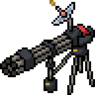 vector pixel art gatling gun