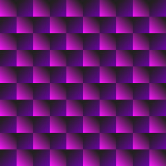 Purple abstract pattern. Seamless geometric 3d print composed of purple and pink polygon and square. Bright colorful background.