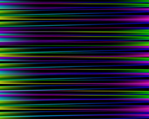 Rainbow abstract pattern. Bright colorful print composed of purple, blue, green and pink lines on black background. Striped colored background.