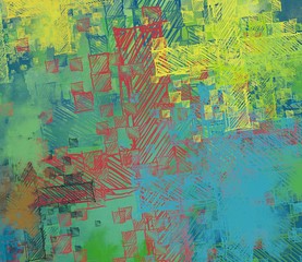 Abstract painting on canvas. Hand made art. Colorful texture. Modern artwork. Strokes of fat paint. Brushstrokes. Contemporary art. Artistic background image.