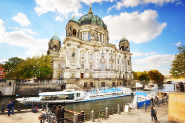 Fototapeta na wymiar Berlin Cathedral, Berliner Dom, on the Spree River, Germany