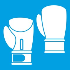 Boxing gloves icon white isolated on blue background vector illustration