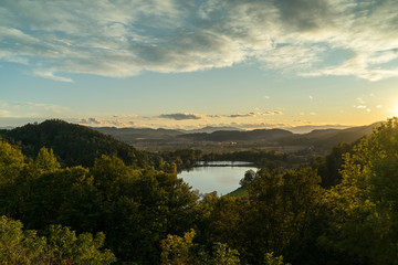 Schloss Seggau in Leibnitz, Österreich bei Sonnenuntergang 