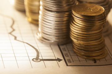 coin and chart business concept
