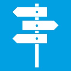 Direction signs icon white isolated on blue background vector illustration