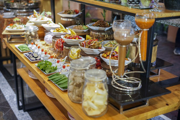 Various type of dessert at hotel for ramadhan buffet.