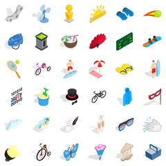 Amusement icons set. Isometric style of 36 amusement vector icons for web isolated on white background