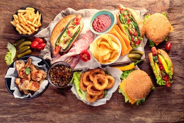 Papier Peint photo autocollant Manger Nourriture américaine. Fast food