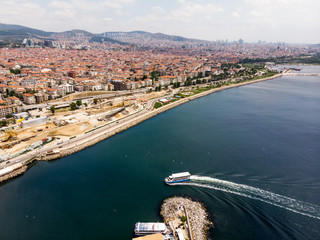 Naklejka premium Aerial Drone View of Bostanci / Istanbul Seaside