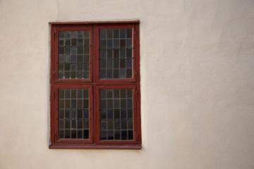 Old window with old grunge cement wall background