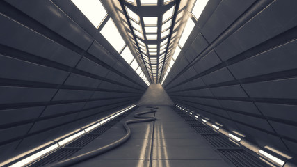 3D render Interior and futuristic architecture design