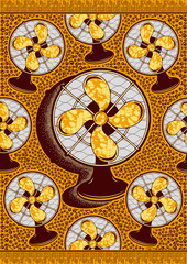 Textile fashion african print fabric super wax, Ankara prints, abstract seamless, vector illustration file.