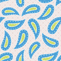 Seamless pattern of beautiful paisley cucumbers African, Turkish, Indian, Persian.