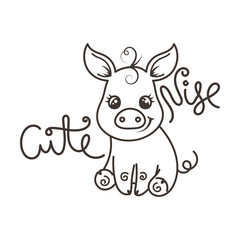 Obraz na płótnie Canvas Greeting card with cute cartoon pig