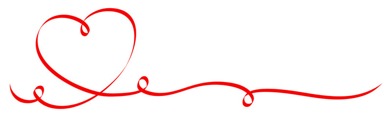 Red Heart Ribbon Calligraphy 3 Swirls