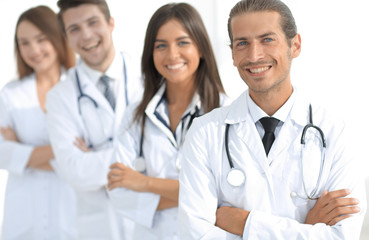 Fototapeta premium Team of doctors and nurses as colleagues in hospital