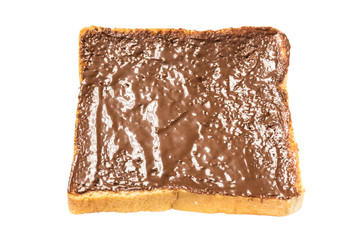 chocolate cream with bread isolated on white background
