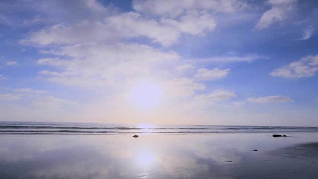 Time Lapse Sky, Sea and Shore with Sun Setting