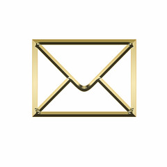Gold envelope on a white background