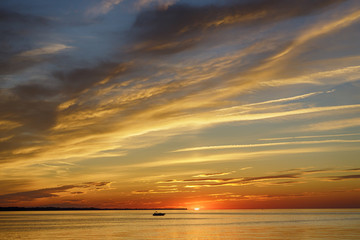 Beautiful sunset on Lake Ontario. Rochester, USA