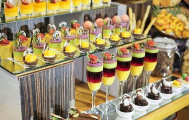 Various type of dessert at hotel for ramadhan buffet.