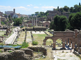 19.06.2017, Rome, italy: Beautiful view of Ruins of famous Roman Forum