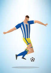 Fototapeta na wymiar Abstract vector illustration of football player in action the ball