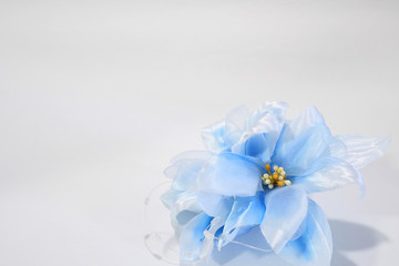 Fototapeta na wymiar 青い花のコサージュ