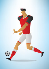 Abstract vector illustration of football player in action the ball