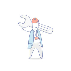 Technician, builder or engineer, mechanic, construction worker, handyman with wrench, spanner. Industrial, development icon concept