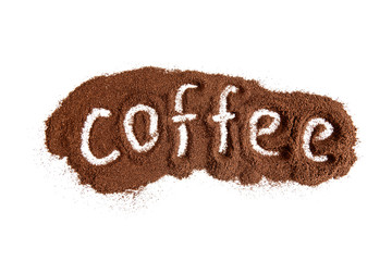 Ground coffee isolated on white background.