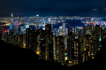 Fototapeta na wymiar Hong Kong skyline at night from Victoria Peak