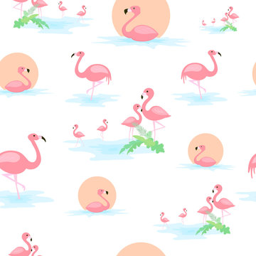 Tropical flamingo seamless pattern