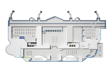 Naklejka premium airport building from above a view without a roof