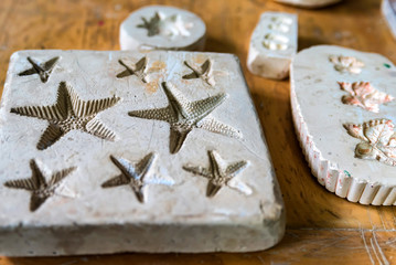 Clay imprints of starfish