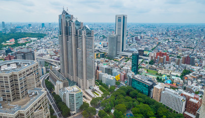 Fototapeta na wymiar Aerial view over the big city of Tokyo