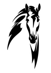 horse head front view black and white vector design