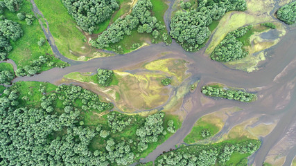 Aerial landscape -natural river - obrazy, fototapety, plakaty