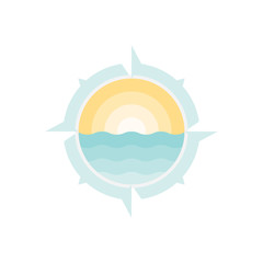 Naklejka premium Compass and ocean logo design vector