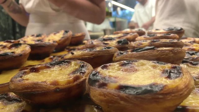 Traditional portuguese cakes - cream cake "pasteis de nata" or "pasteis de Belem"