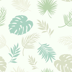 Fototapeta na wymiar seamless pattern with silhouettes of palm leaves