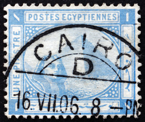 Postage stamp Egypt 1879 Sphinx and pyramids