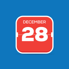 December 28 Calendar Flat Icon