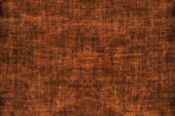 Dark rusty red brown canvas plaid dirty damaged surface, textile aged plain board space