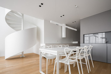 Open kitchen with dining table