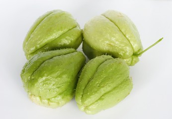 Four Chayote isolated on white background