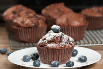 Home Baked Blueberry Chocolate Muffins.