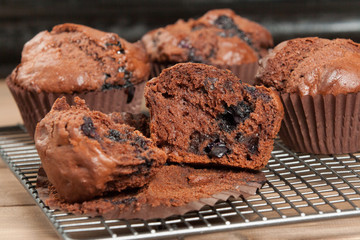 Home Baked Blueberry Chocolate Muffins.